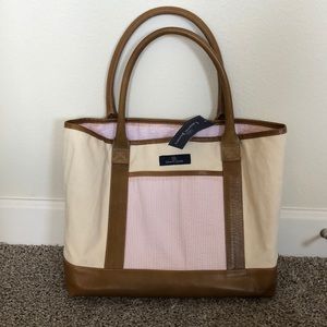 NWT Lauren James Pink  Seersucker Tote